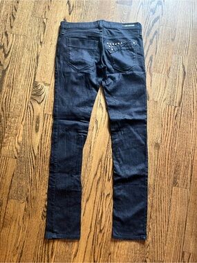 LOVE MOSCHINO skinny studded low rise jeans. Size 28.